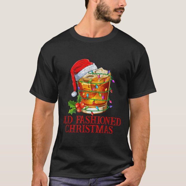 Old Fashioned Whiskey Christmas Funny Bourbon Tail T Shirt (Framsida)