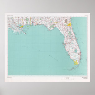 Old Florida Karta (1976) Vintage Sunshine State Poster