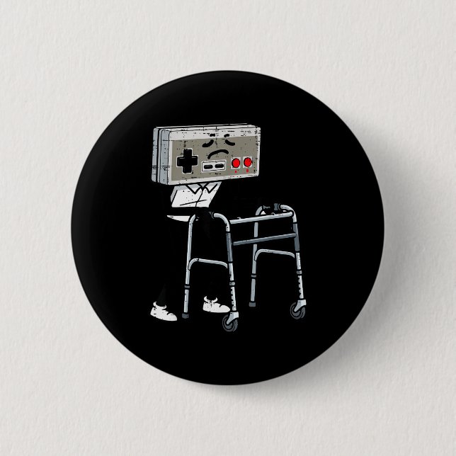 Old Gaming Controller Walker Funny Gamer Men Women Knapp (Framsida)