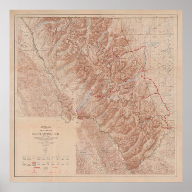 Old Glacier National Park Map (1914)  Poster (Framsidan)