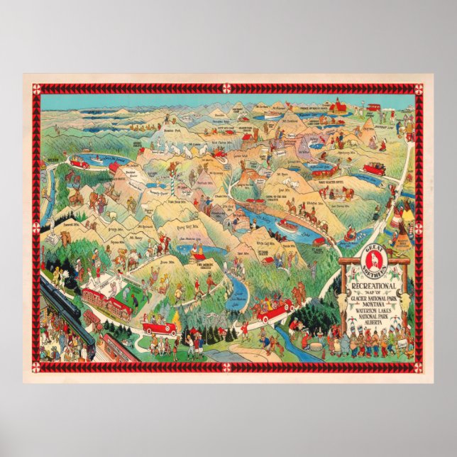Old Glacier National Park Map (1925)  Poster (Framsidan)