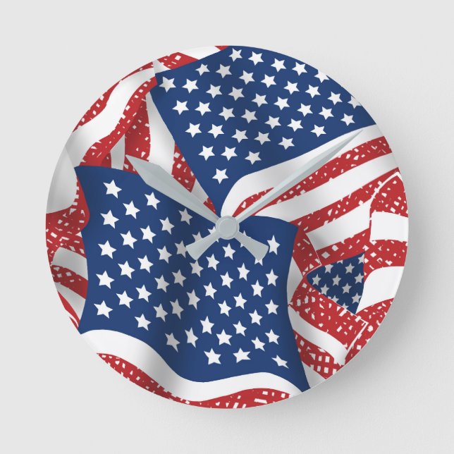 Old glory Alla amerikanska - USA flagga Rund Klocka (Framsida)