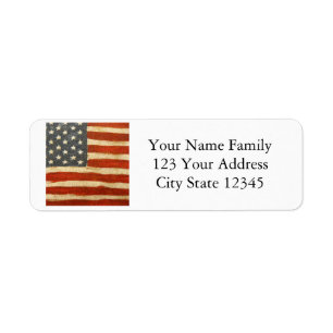 Old glory American Flagga Returadress Etikett