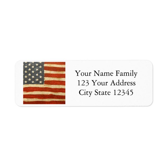 Old glory American Flagga Returadress Etikett (Framsidan)