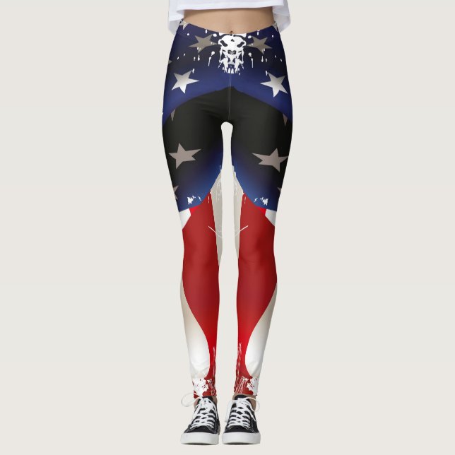 old glory, Amerikanska Flagga, Amerika, Patriotic Leggings (Framsida)