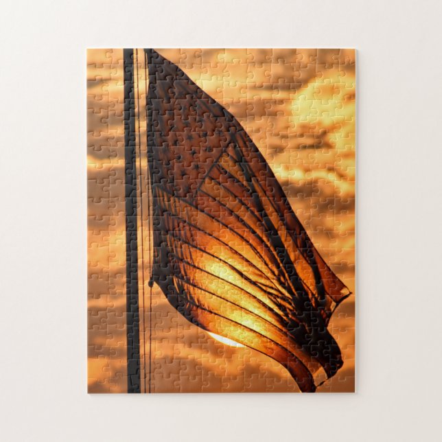 Old glory i solnedgången - 11 x 14 - 252 pcs. Puss Pussel (Vertikal)