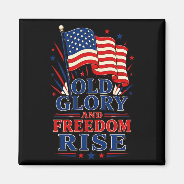 Old Glory Och Dom Stiger Patriotisk Magnet (Framsidan)