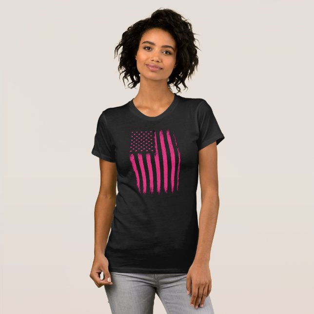 Old Glory Rosa utgåvan  T Shirt (Hel framsida)