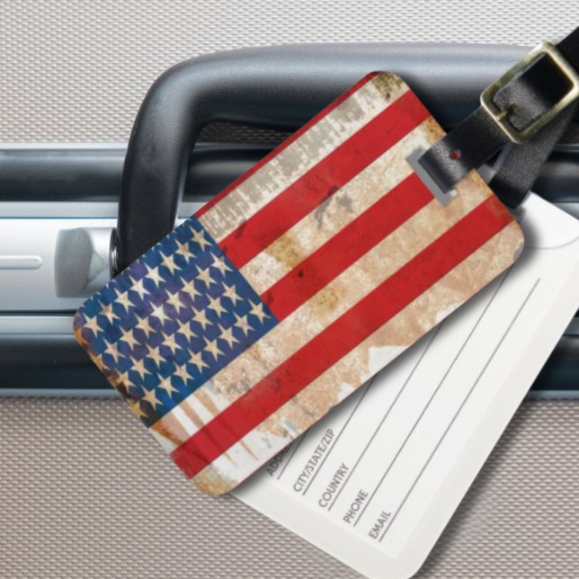 Old glory Stars Rand, USA, flagga Bagagebricka (Old glory Stars Stripes distressed american flag Luggage Tag)