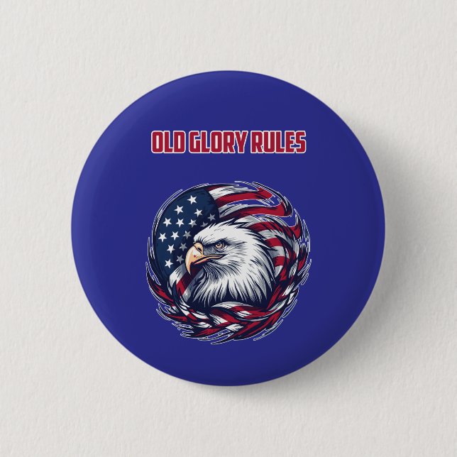 Old Glory styr amerikansk flagg patriotisk design Knapp (Framsida)