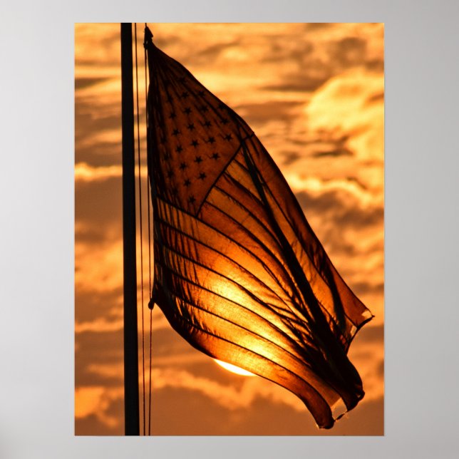 Old Glory vid solnedgång Poster (Framsidan)