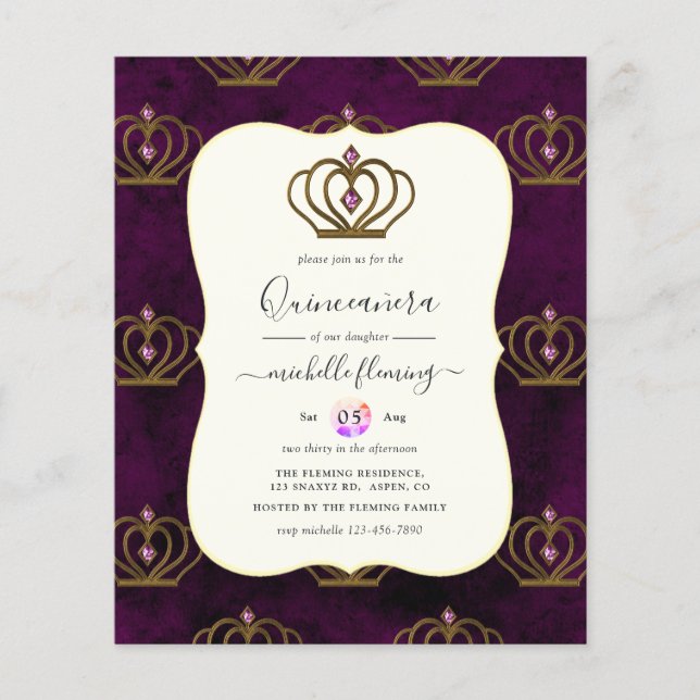 Old Gold Elegance Quinceañera Flygblad (Framsidan)