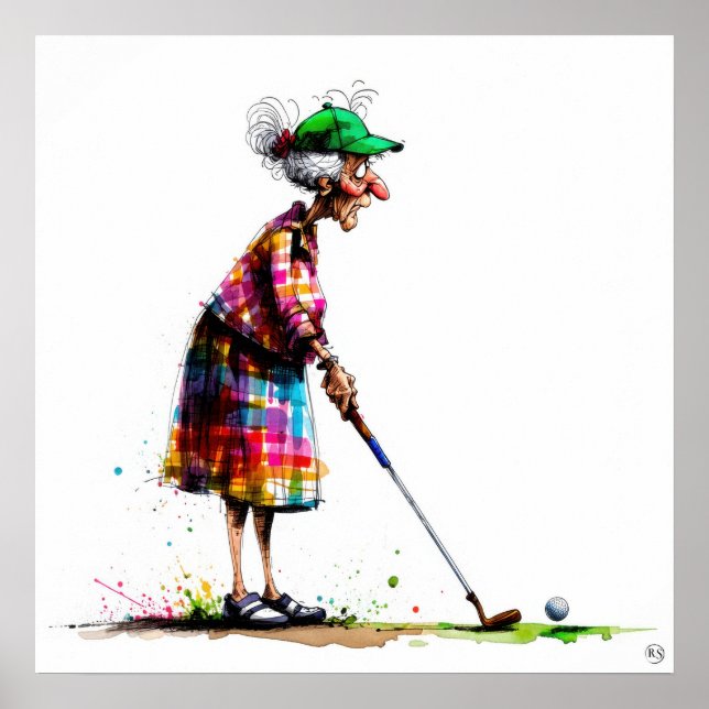Old Golfer - Art Print Poster (Framsidan)
