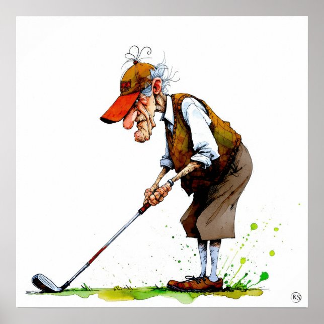 Old Golfer - Art Print Poster (Framsidan)