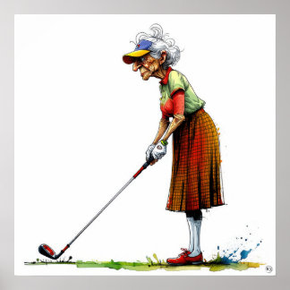 Old Golfer - Art Print Poster