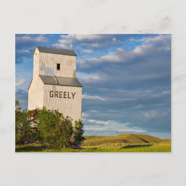 Old Grain Elevator in Virgelle, Montana, USA Vykort (Framsida)