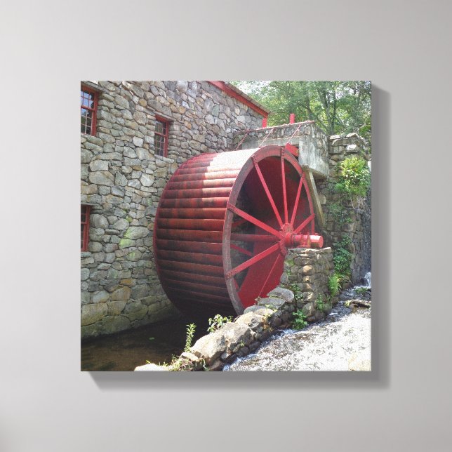 Old Grist Mill - Red Vatten Wheel, Sudbury, MORSA  Canvastryck (Framsida)