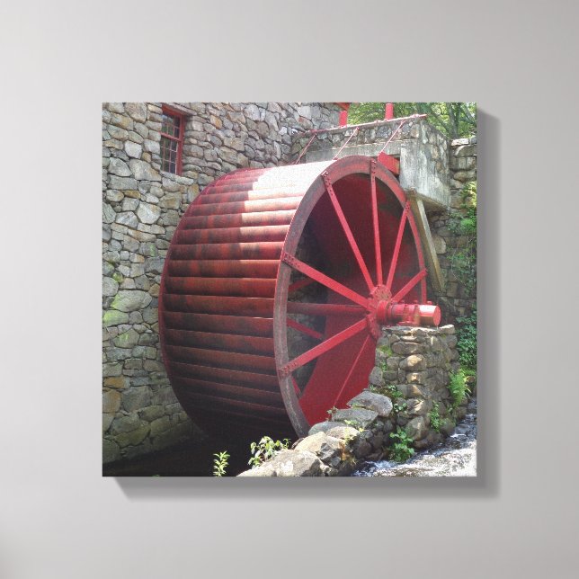 Old Grist Mill - Red Vatten Wheel, Sudbury, MORSA Canvastryck (Framsida)