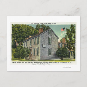 Old Hancock Clark House View, Paul Revere Rode B Vykort