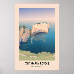 Old Harry Rocks Dorset Kust Resa Affisch