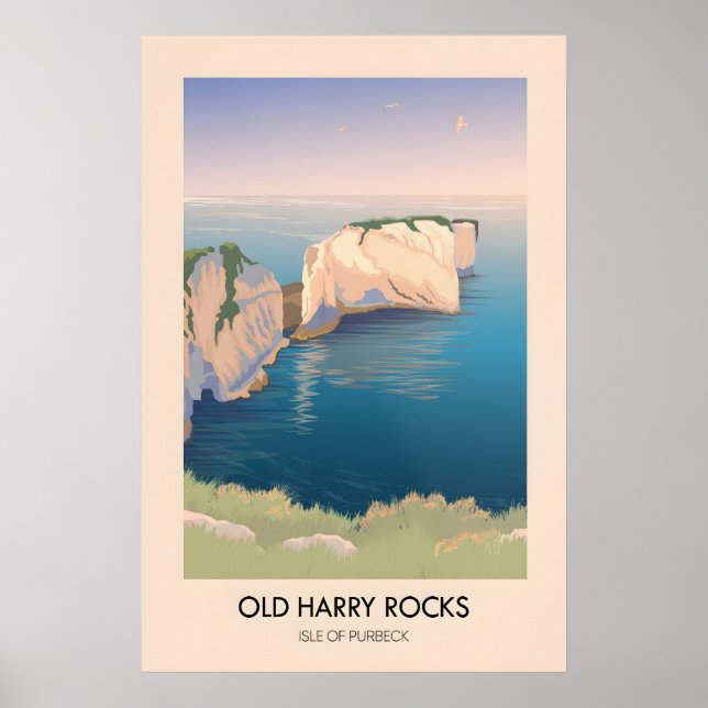 Old Harry Rocks Dorset Kust Resa Affisch (Framsidan)