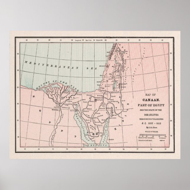 Old Hebrew Exodus Out of Egypt Map (1901)  Poster (Framsidan)