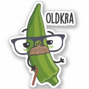 Old-kra Funny Okra Pun Klistermärken