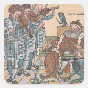 Old Kung Cole Nursery Rhyme Fyrkantigt Klistermärke