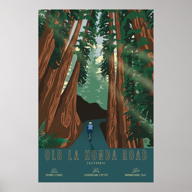 Old La Honda Road Cycling Poster (Framsidan)