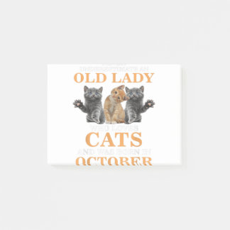 Old Lady Loves Cat Born In October Kitty Owner Mom Post-it Block