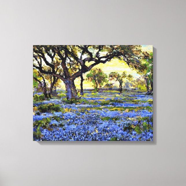 Old Live Oak Träd och Bluebells - Onderdonk Canvastryck (Framsida)