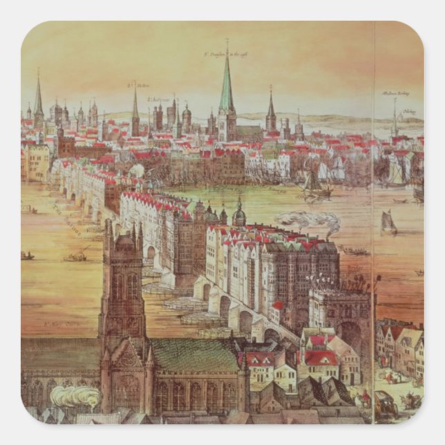 Old London Bridge Fyrkantigt Klistermärke (Framsida)