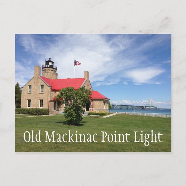 Old Mackinac Point fyr Vykort (Framsida)