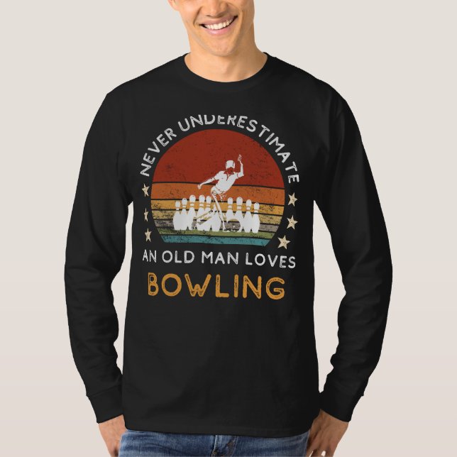 Old Man Bowling Love Tee: Strike with Style! (55 c T Shirt (Framsida)