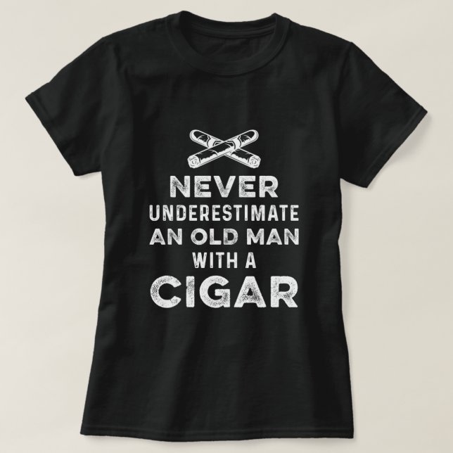 Old Man Cigar Smoker Humidor Tobacco Cigars Lover  T Shirt (Design framsida)