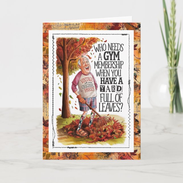 Old Man Fall Humor Health Fitness Kort (Framsida)