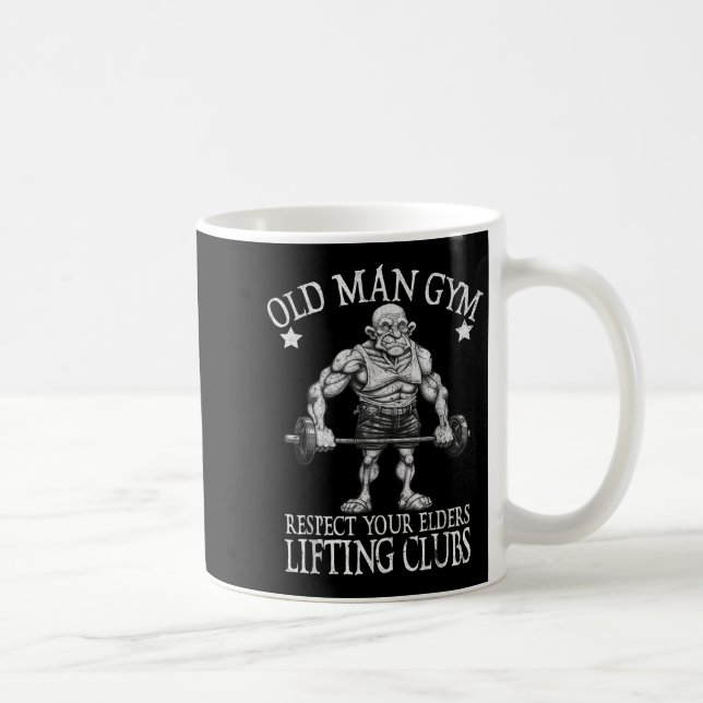 Old Man Gym Respect Your Elders Funny Workout Body Kaffemugg (Höger)