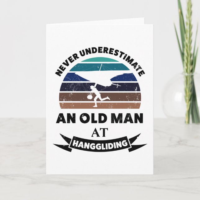 Old Man Hanggliding Funny Gift Pappa Kort (Framsida)
