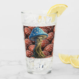 Old man, mushroom blue forest guardian pint glass  glaskopp