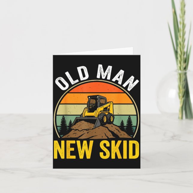 Old Man New Skid Funny Skid Steer Operator  Kort (Framsida)