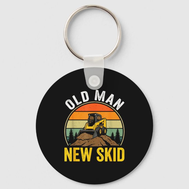 Old Man New Skid Funny Skid Steer Operator  Nyckelring (Framsida)