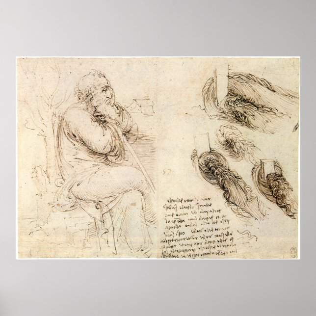 Old Man och Vatten Sketch by Leonardo da Vinci Poster (Framsidan)