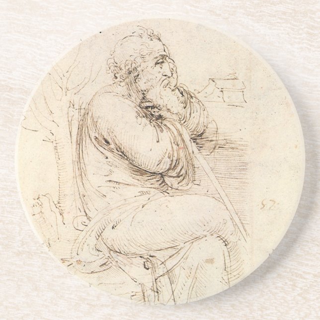 Old Man och Vatten Sketch by Leonardo da Vinci Underlägg (Framsidan)