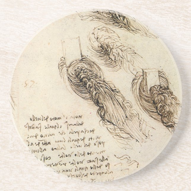 Old Man och Vatten Sketch by Leonardo da Vinci Underlägg Sandsten (Framsidan)