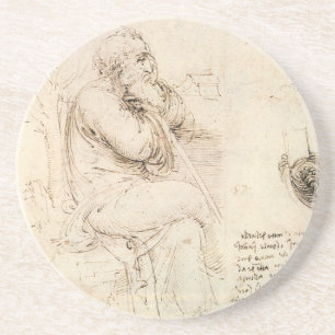Old Man och Vatten Sketch by Leonardo da Vinci Underlägg Sandsten