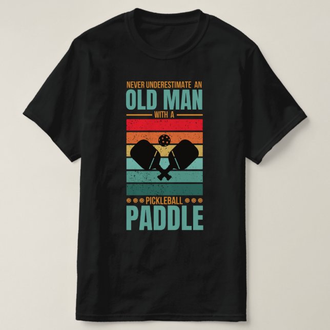 Old Man Pickleball Paddle Retro Design T Shirt (Design framsida)