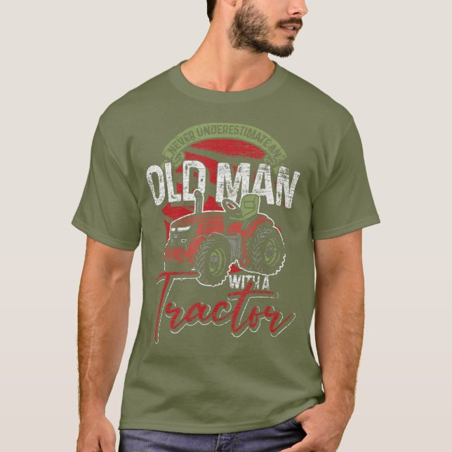 Old Man Retrött Manar Farming Farmer T Shirt (Framsida)
