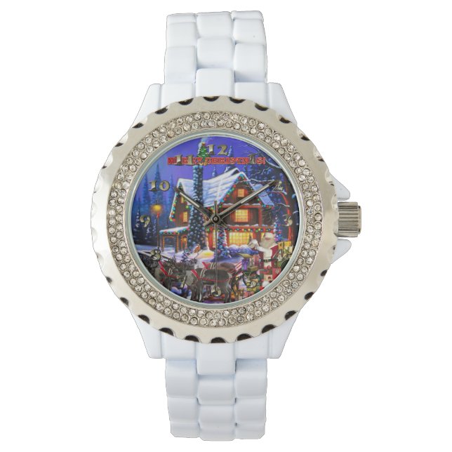 Old Man Santa Claus and Reindeer Armbandsur (Framsida)