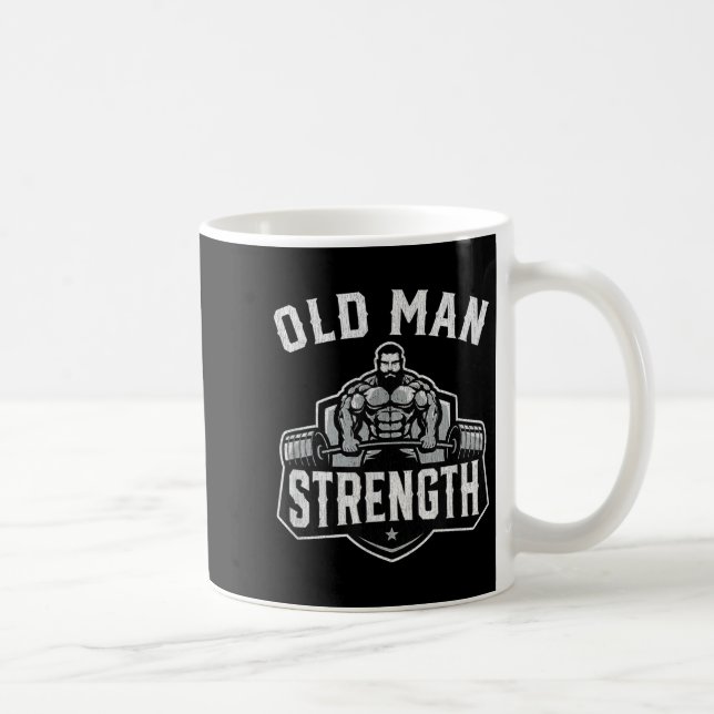 Old Man Strength Funny Gym Motivation Workout Gift Kaffemugg (Höger)