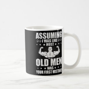 Old Man Weightlyftande Bodybuilding Weightlift W Kaffemugg